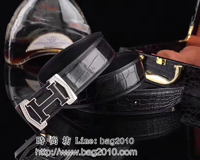 愛馬仕HERMES 泰國進口暹羅鱷魚 無拼接鱷魚皮皮帶高端男士皮帶 HHG1839